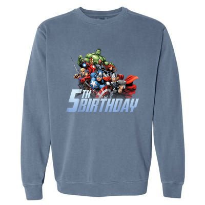 K.i.d.s A.v.e.n.g.er.s Action Shot 5th Birthday Garment-Dyed Sweatshirt