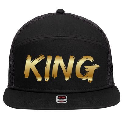 King African American Father Black Dad Afro Family Pride Funny Gift 7 Panel Mesh Trucker Snapback Hat