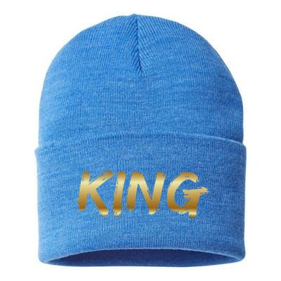 King African American Father Black Dad Afro Family Pride Funny Gift Sustainable Knit Beanie