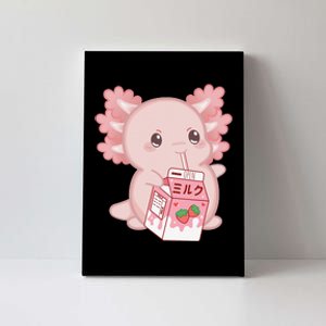 Kawaii Anime Axolotl Drinking Strawberry Milk Cute Japanese Canvas