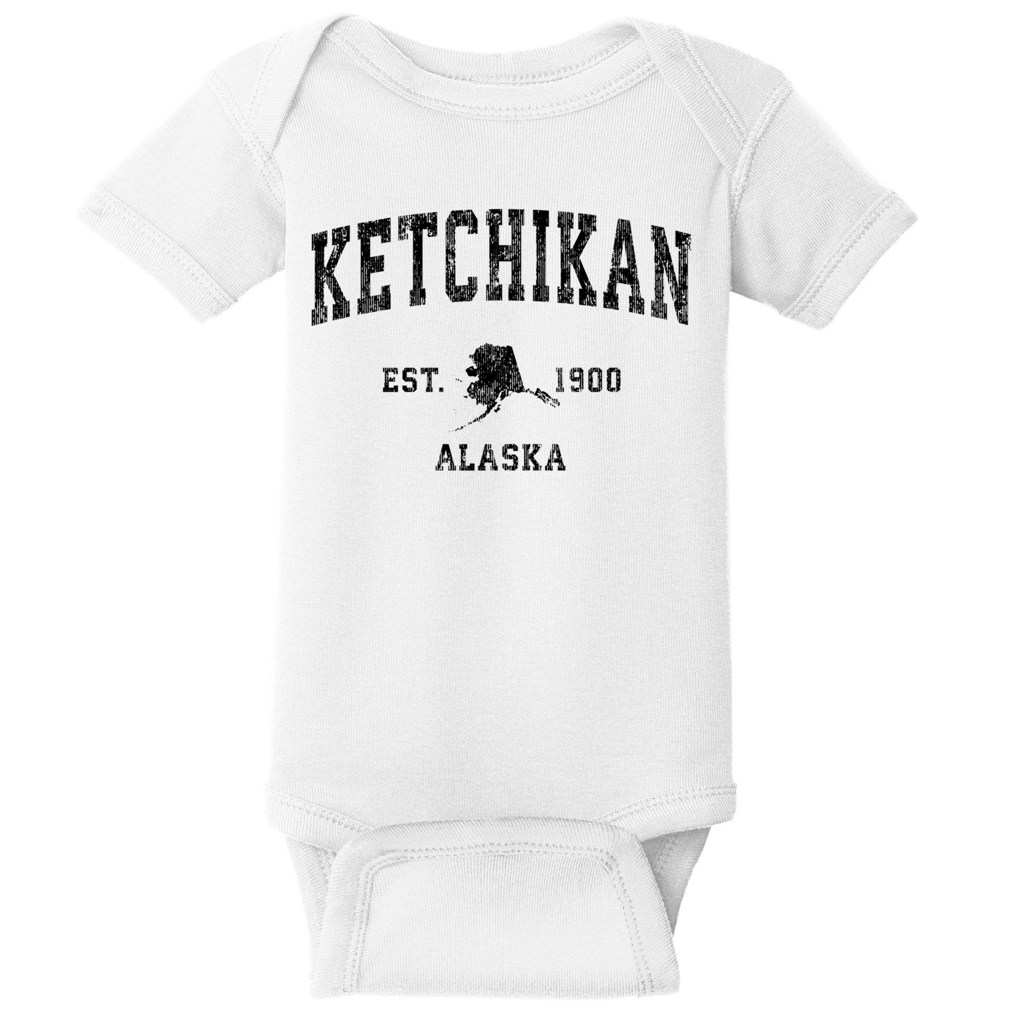 Ketchikan Alaska Ak Vintage Established Athletic Sports Design Baby Bodysuit