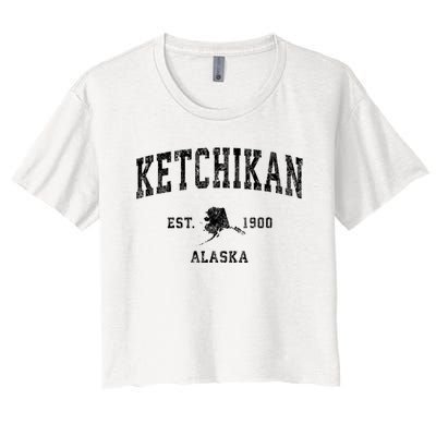 Ketchikan Alaska Ak Vintage Established Athletic Sports Design Women's Crop Top Tee