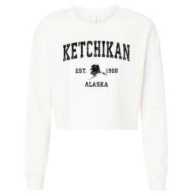 Ketchikan Alaska Ak Vintage Established Athletic Sports Design Cropped Pullover Crew