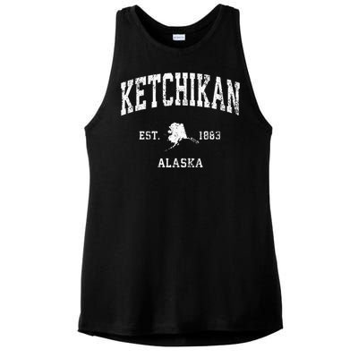 Ketchikan Alaska Ak Vintage Athletic Sports Design Ladies PosiCharge Tri-Blend Wicking Tank