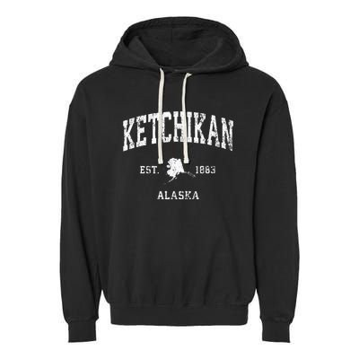 Ketchikan Alaska Ak Vintage Athletic Sports Design Garment-Dyed Fleece Hoodie