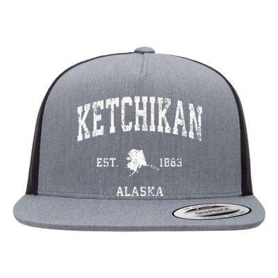 Ketchikan Alaska Ak Vintage Athletic Sports Design Flat Bill Trucker Hat