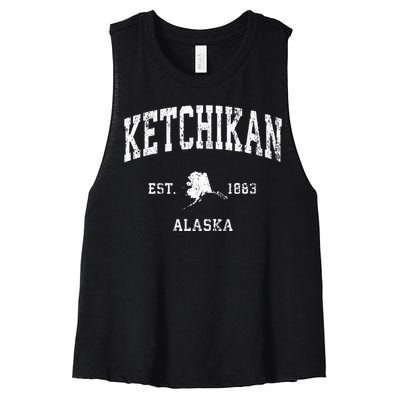 Ketchikan Alaska Ak Vintage Athletic Sports Design Women's Racerback Cropped Tank