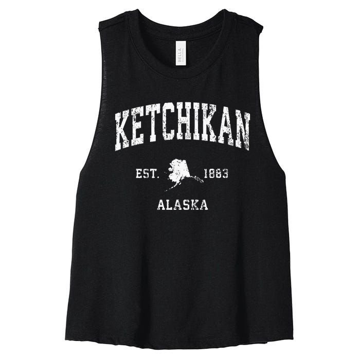 Ketchikan Alaska Ak Vintage Athletic Sports Design Women's Racerback Cropped Tank