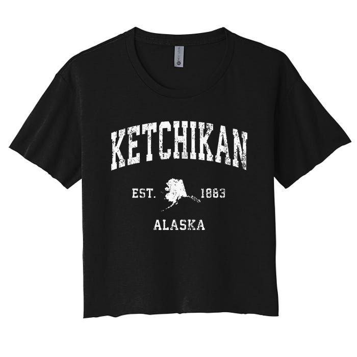 Ketchikan Alaska Ak Vintage Athletic Sports Design Women's Crop Top Tee