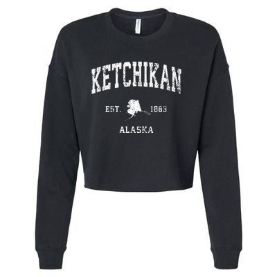 Ketchikan Alaska Ak Vintage Athletic Sports Design Cropped Pullover Crew