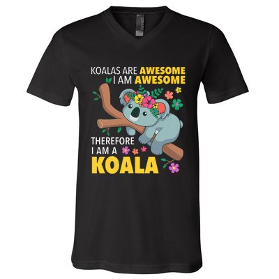 Koalas Are Awesome Funny Koala Bear Enthusiast Humor Outfit V-Neck T-Shirt