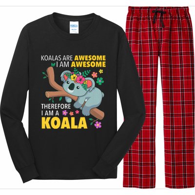 Koalas Are Awesome Funny Koala Bear Enthusiast Humor Outfit Long Sleeve Pajama Set