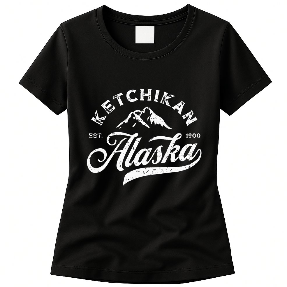 Ketchikan Alaska Ak Mountains Vintage Vacation Souvenir Womens T-Shirt