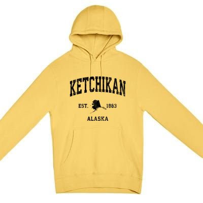 Ketchikan Alaska Ak Vintage Athletic Sports Premium Pullover Hoodie