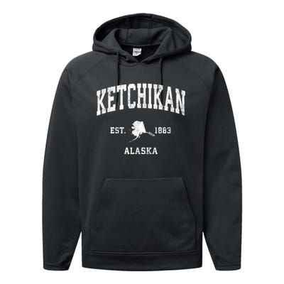 Ketchikan Alaska Ak Vintage Athletic Sports Performance Fleece Hoodie