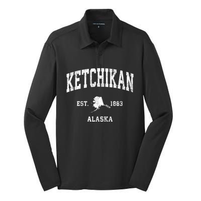 Ketchikan Alaska Ak Vintage Athletic Sports Silk Touch Performance Long Sleeve Polo