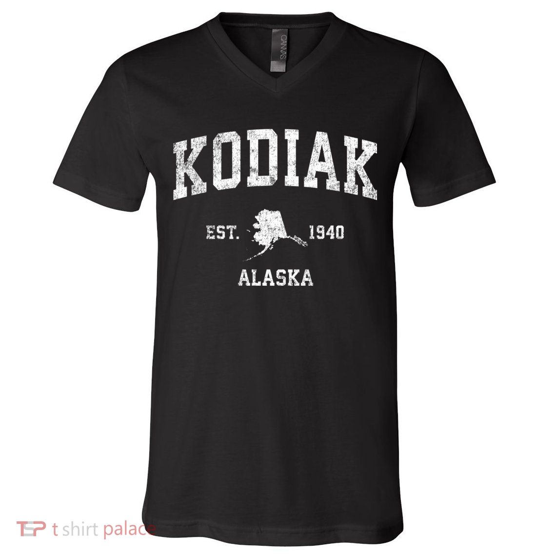 Kodiak Alaska Ak Vintage Sports V-Neck T-Shirt