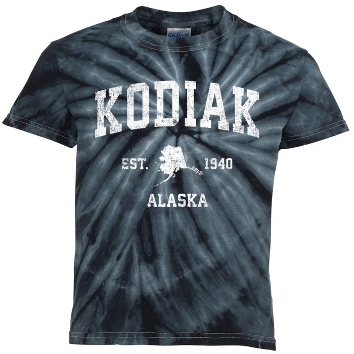 Kodiak Alaska Ak Vintage Sports Kids Tie-Dye T-Shirt