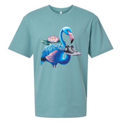 Kamala A Blue Flamingo’S Bold Journey Funny Gift Sueded Cloud Jersey T-Shirt