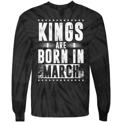 Kings Are Born In March Month Zodiac Sign Pisces Aries Gift Tie-Dye Long Sleeve Shirt