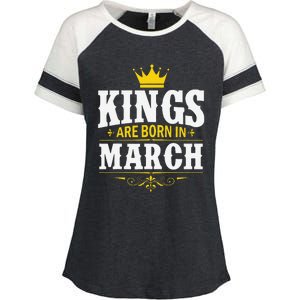 Kings Are Born in March Happy Birthday Enza Ladies Jersey Colorblock Tee