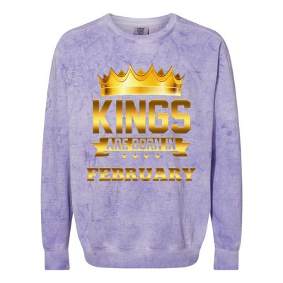 Kings Are Born In February Birthday Colorblast Crewneck Sweatshirt