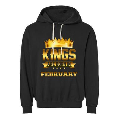 Kings Are Born In February Birthday Garment-Dyed Fleece Hoodie