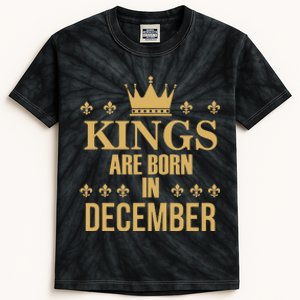 Kings Are Born In December Birthday Kids Tie-Dye T-Shirt