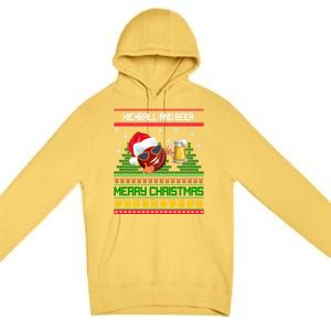 Kickball And Beer Lover Merry Christmas Ugly Xmas Gift Premium Pullover Hoodie