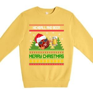 Kickball And Beer Lover Merry Christmas Ugly Xmas Gift Premium Crewneck Sweatshirt