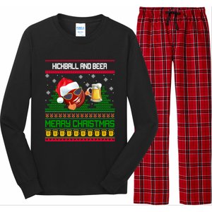 Kickball And Beer Lover Merry Christmas Ugly Xmas Gift Long Sleeve Pajama Set