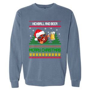 Kickball And Beer Lover Merry Christmas Ugly Xmas Gift Garment-Dyed Sweatshirt