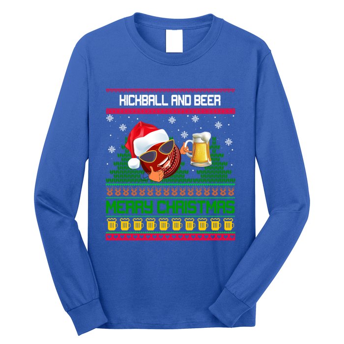 Kickball And Beer Lover Merry Christmas Ugly Xmas Gift Long Sleeve Shirt