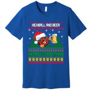 Kickball And Beer Lover Merry Christmas Ugly Xmas Gift Premium T-Shirt