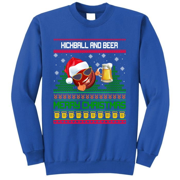 Kickball And Beer Lover Merry Christmas Ugly Xmas Gift Tall Sweatshirt