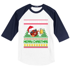 Kickball And Beer Lover Merry Christmas Ugly Xmas Gift Baseball Sleeve Shirt