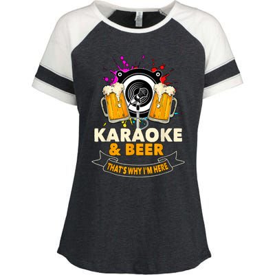 Karaoke And Beer That's Why I'm Here Karaoke Singer Karaoke Enza Ladies Jersey Colorblock Tee