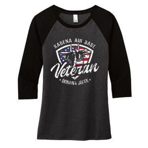 Kadena Air Base Veteran USAF Okinawa Japan Women's Tri-Blend 3/4-Sleeve Raglan Shirt