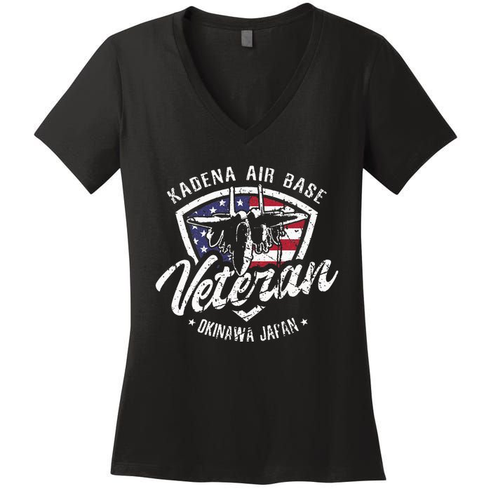 Kadena Air Base Veteran USAF Okinawa Japan Women's V-Neck T-Shirt