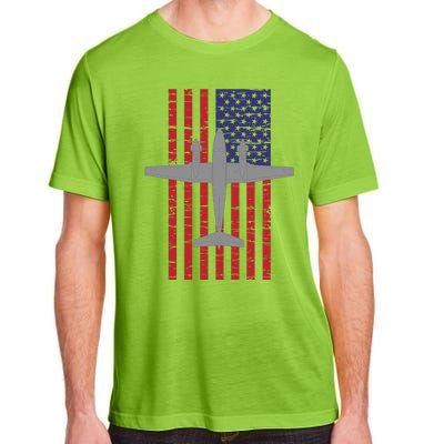 King Air B200 Airplane Pilot American Flag Funny Gift Adult ChromaSoft Performance T-Shirt