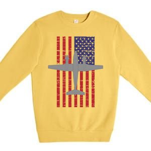 King Air B200 Airplane Pilot American Flag Funny Gift Premium Crewneck Sweatshirt