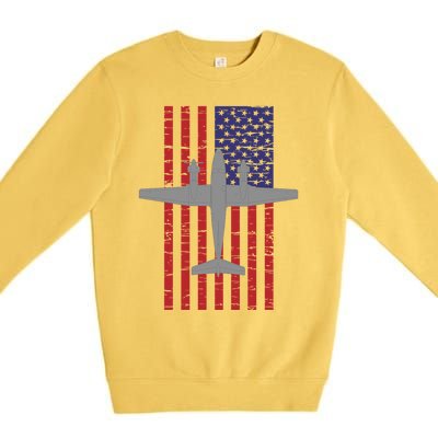 King Air B200 Airplane Pilot American Flag Funny Gift Premium Crewneck Sweatshirt