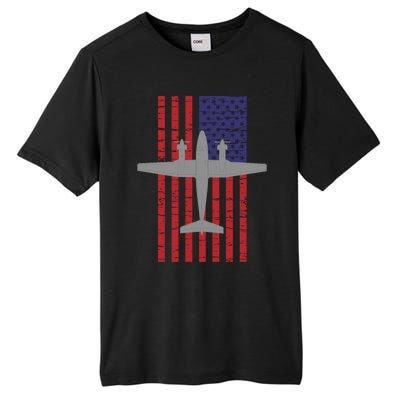 King Air B200 Airplane Pilot American Flag Funny Gift Tall Fusion ChromaSoft Performance T-Shirt