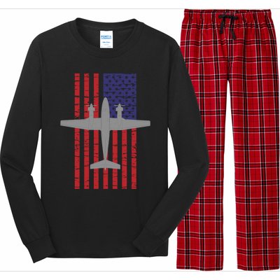 King Air B200 Airplane Pilot American Flag Funny Gift Long Sleeve Pajama Set