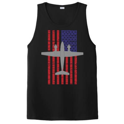 King Air B200 Airplane Pilot American Flag Funny Gift PosiCharge Competitor Tank