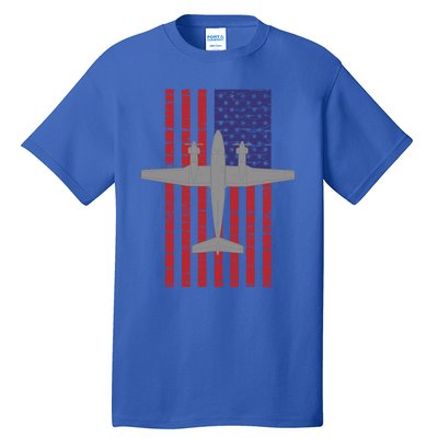 King Air B200 Airplane Pilot American Flag Funny Gift Tall T-Shirt