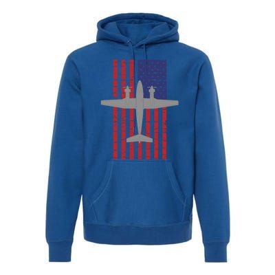 King Air B200 Airplane Pilot American Flag Funny Gift Premium Hoodie