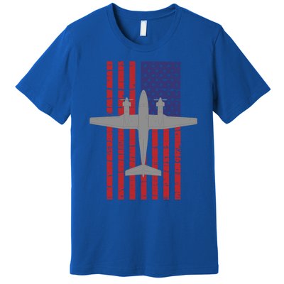 King Air B200 Airplane Pilot American Flag Funny Gift Premium T-Shirt