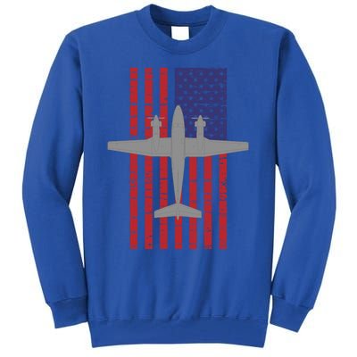 King Air B200 Airplane Pilot American Flag Funny Gift Tall Sweatshirt