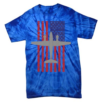 King Air B200 Airplane Pilot American Flag Funny Gift Tie-Dye T-Shirt